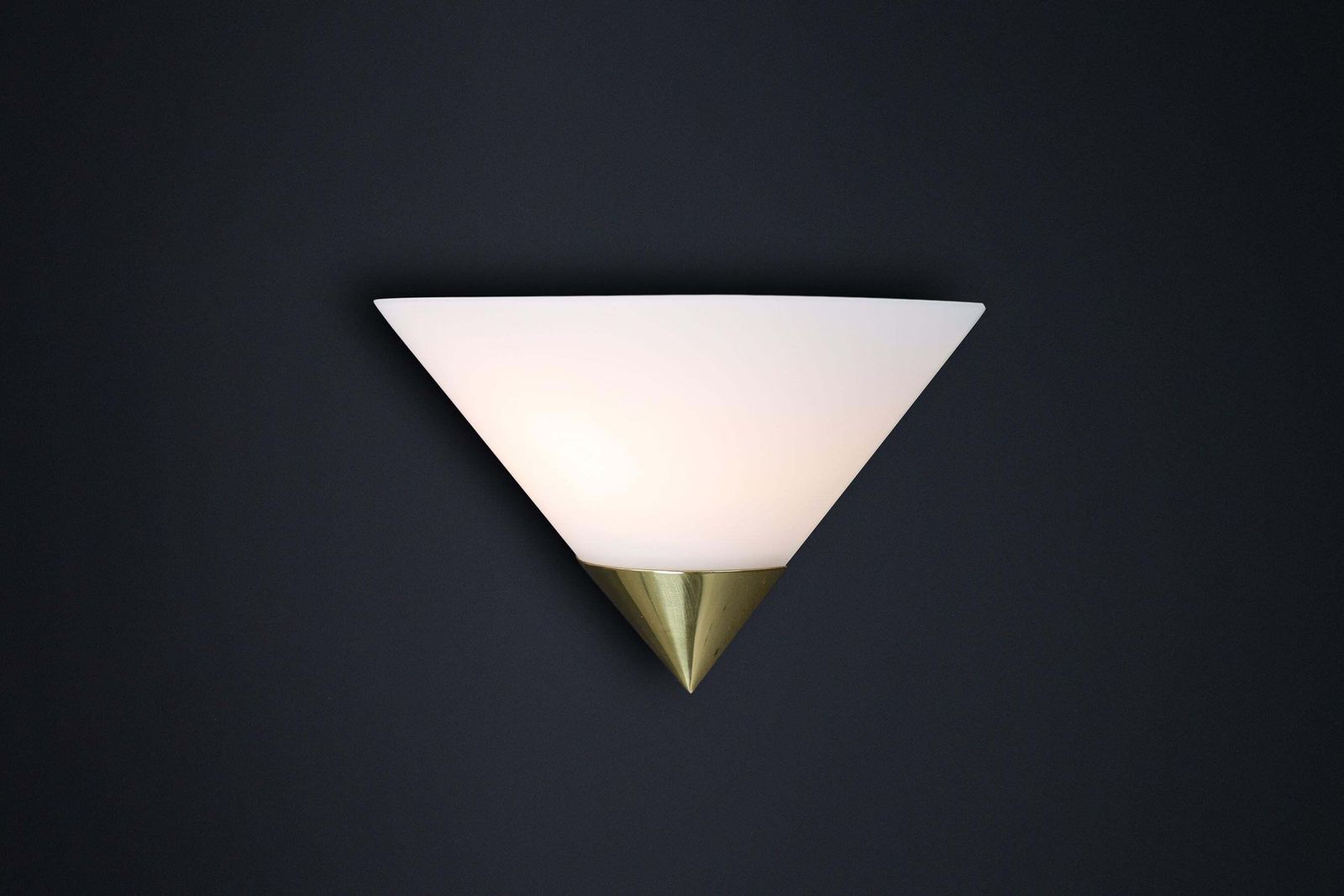 Lighting Vintage Glashütte Limburg Wall Sconces, Brass And Opaline Glass, 1980s photo