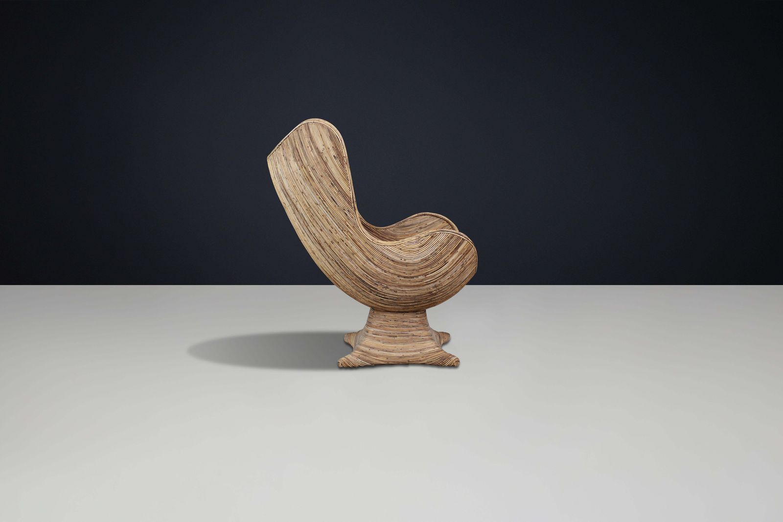 Large Sculptural Rattan Lounge Or Egg Chair, Italy, 1980s photo Furniture