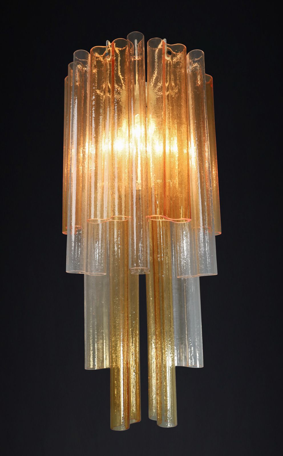 Pair Xxl Venini Wall Chandeliers With Murano Amber And Ice Glass, Italy 1960 photo buy