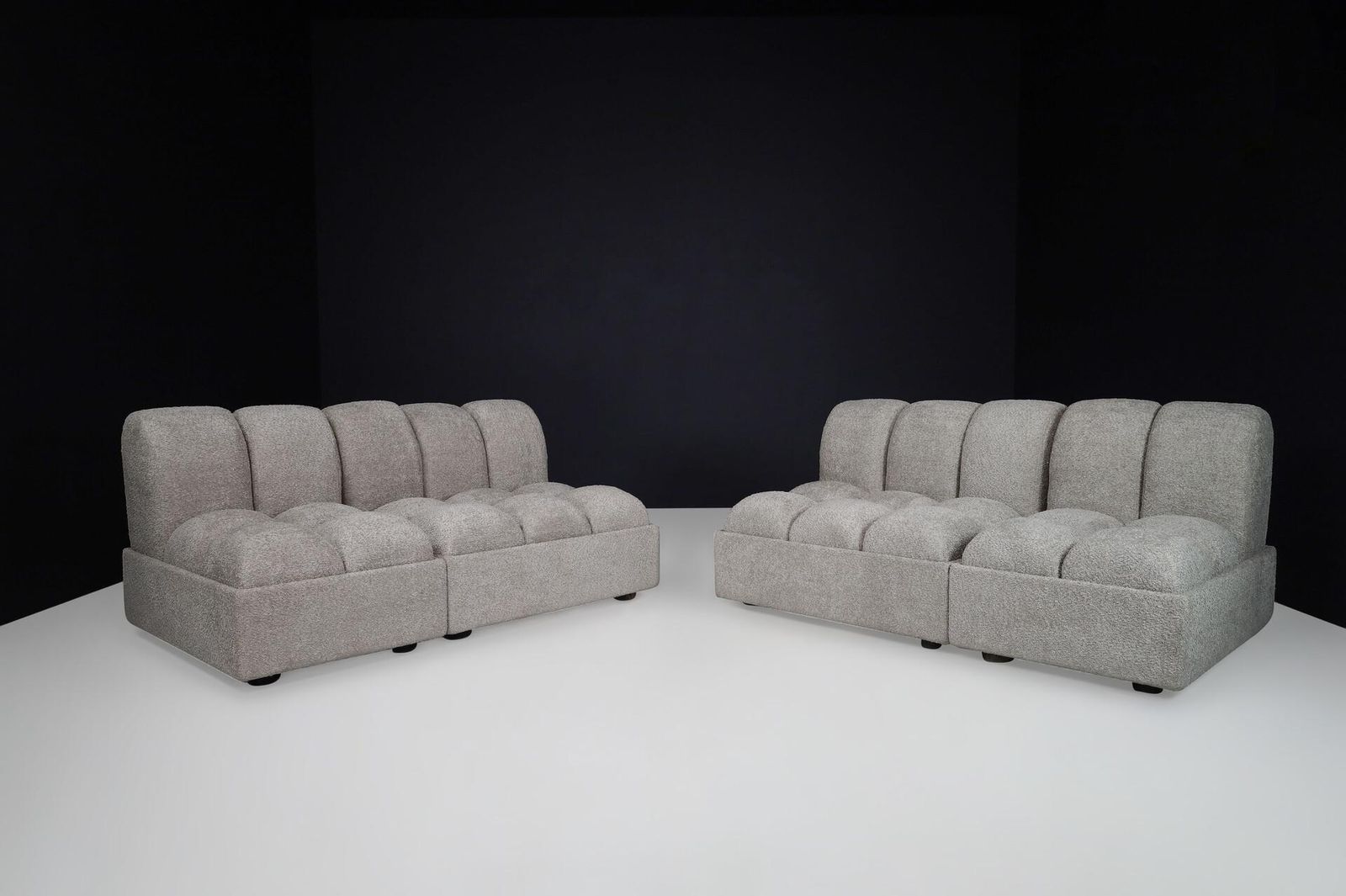 1970s Italian Mid Century Modular Sofa Set In New Bouclé, Set Of 4 Seats photo for sale