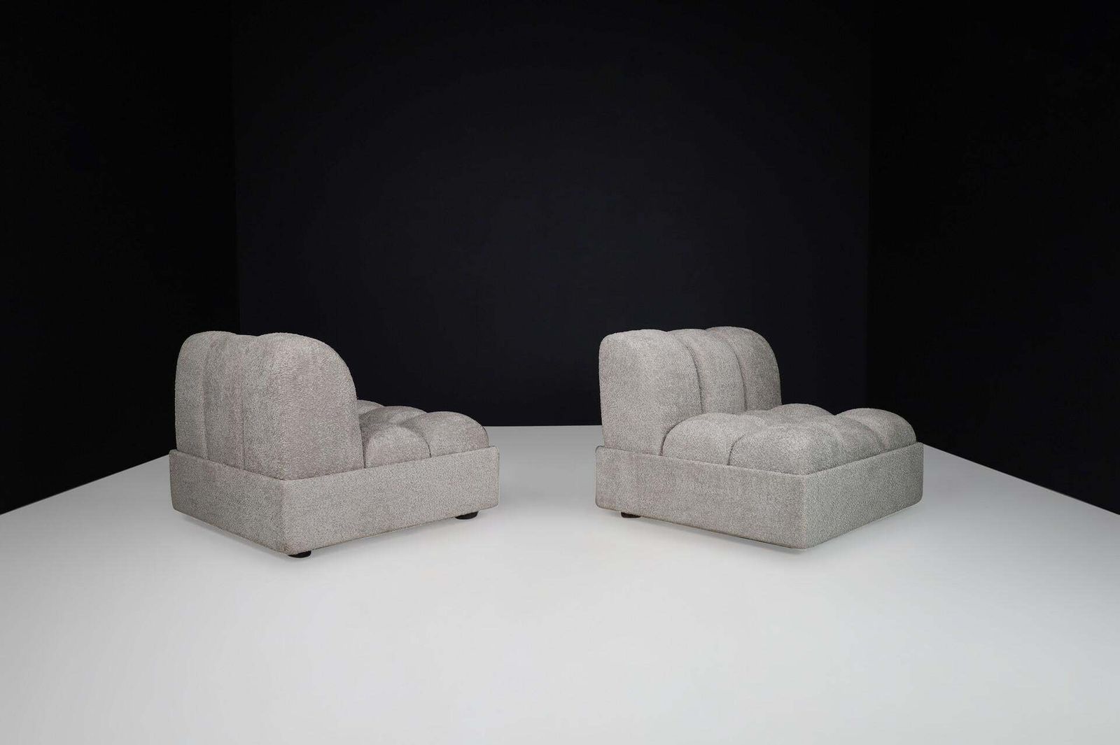 1970s Italian Mid Century Modular Sofa Set In New Bouclé, Set Of 4 Seats photo 6455.0