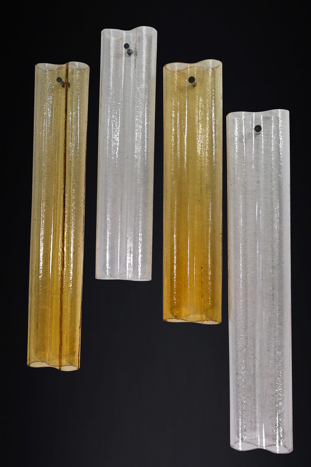 6096.0 Pair Xxl Venini Wall Chandeliers With Murano Amber And Ice Glass, Italy 1960 photo