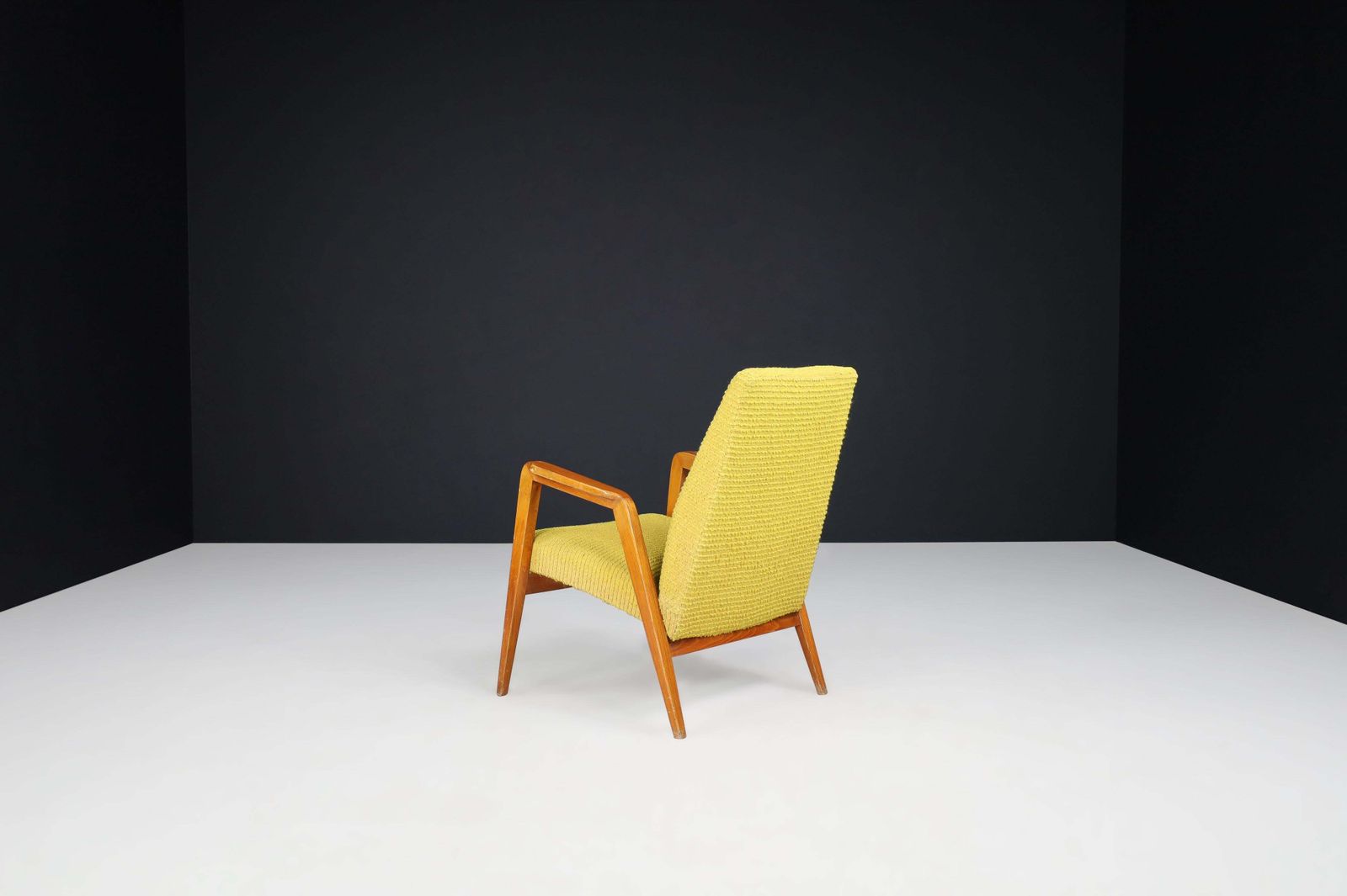 Mid Century Modern Lounge Chairs In Original Lemon Upholstery, Praque 1950s photo buy