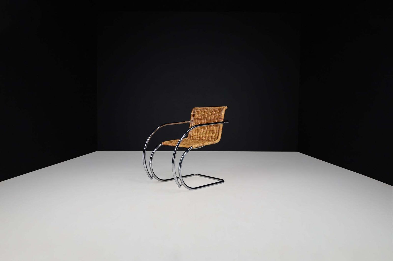 2597.0 Mies Van Der Rohe Mr20 Chrome & Wicker Lounge Chairs, 1970s photo
