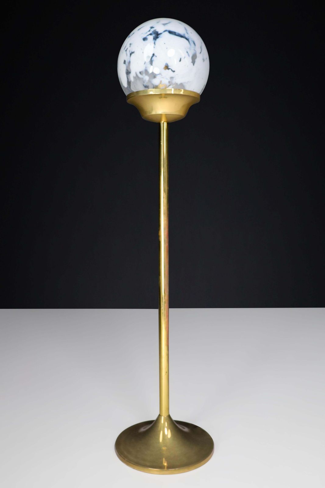 Bohemian Brass And Hand Blown Art Glass Globe Floor Lamp Czech Republic 1960s photo 1245.0