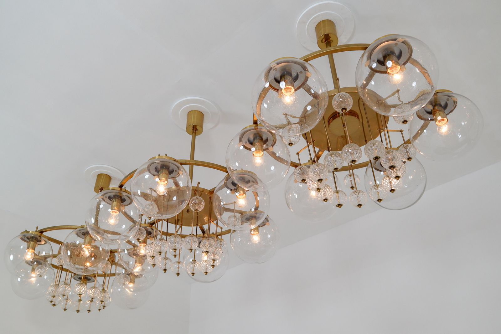 photo for sale Hotel Chandelier, In Brass And Glass, Austria 1950s
