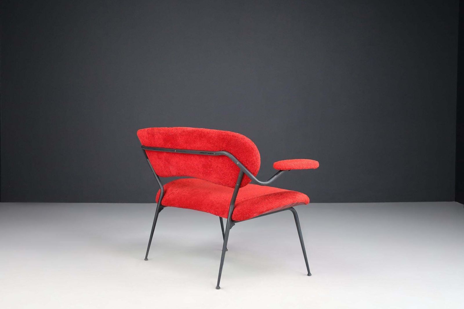 Red Mid Century Modern Sofa/Bench By Gastone Rinaldi, Italy, 1960s photo Furniture