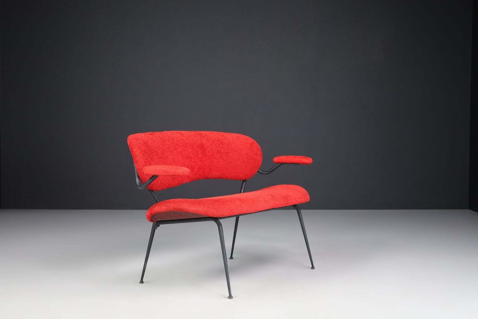 Red Mid Century Modern Sofa/Bench By Gastone Rinaldi, Italy, 1960s photo 1736.0
