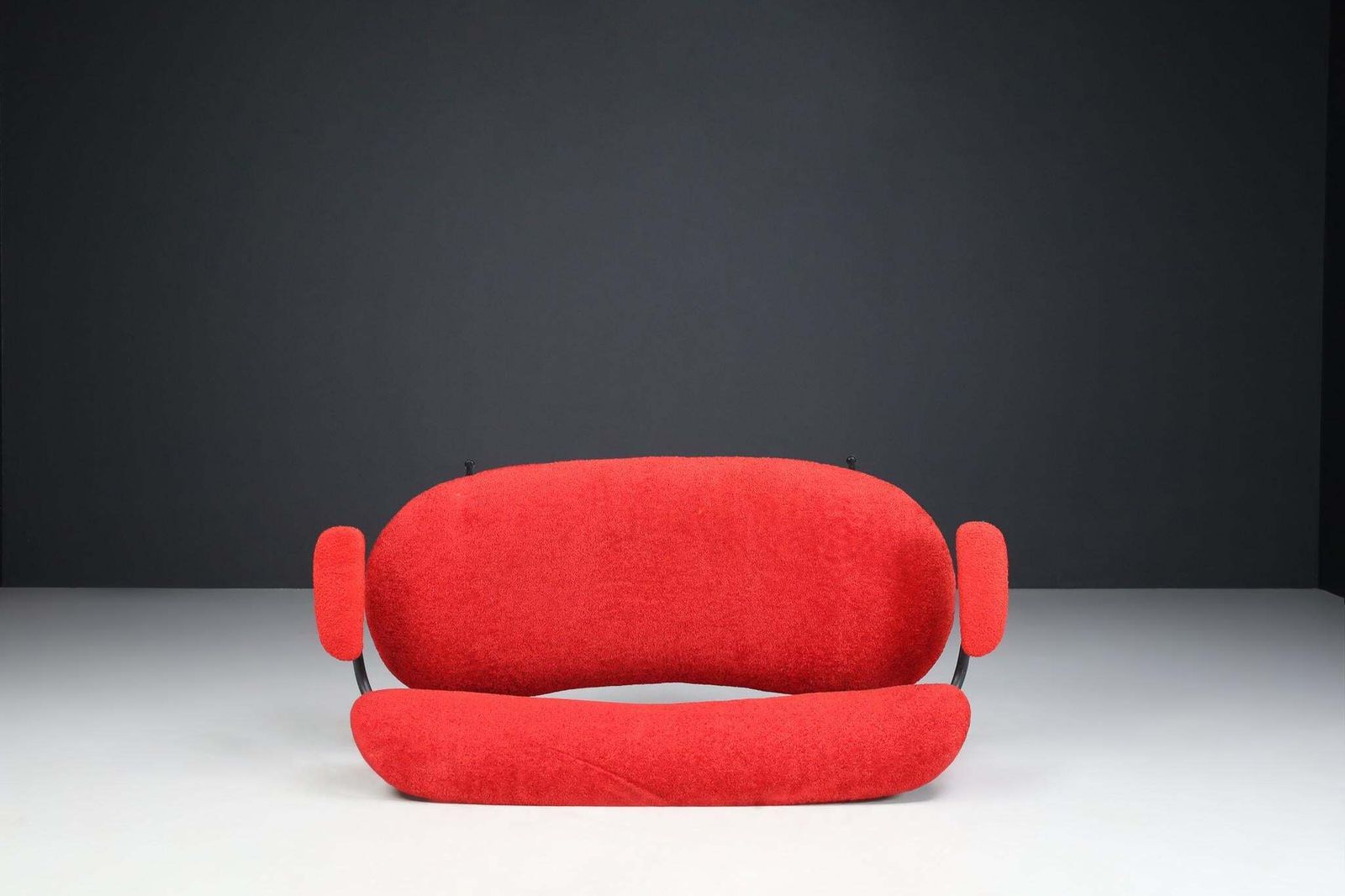 Red Mid Century Modern Sofa/Bench By Gastone Rinaldi, Italy, 1960s photo vintage