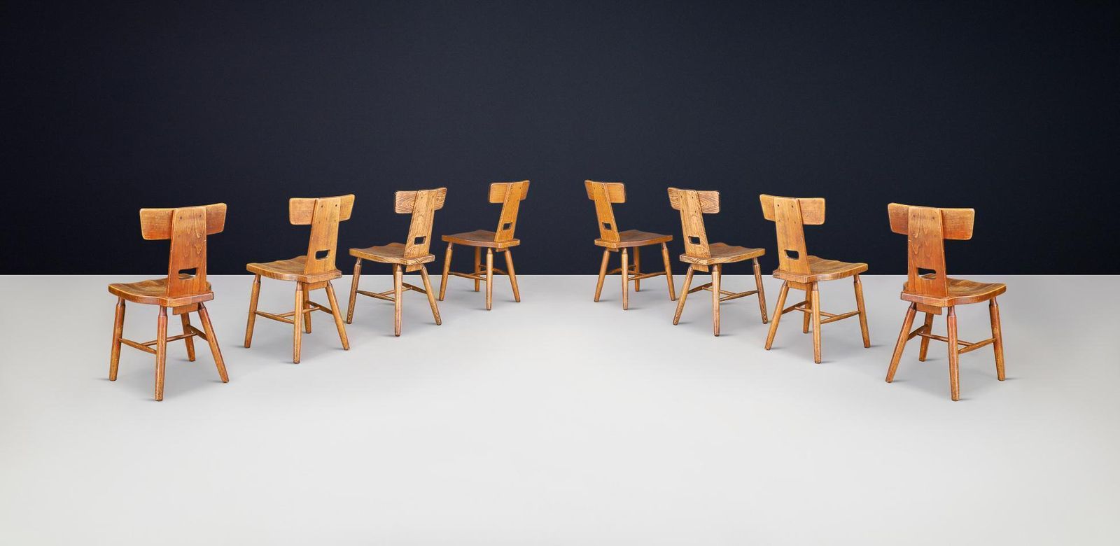 T Back Oak Dining Chair, France, 1950s – 120 Available photo vinterior