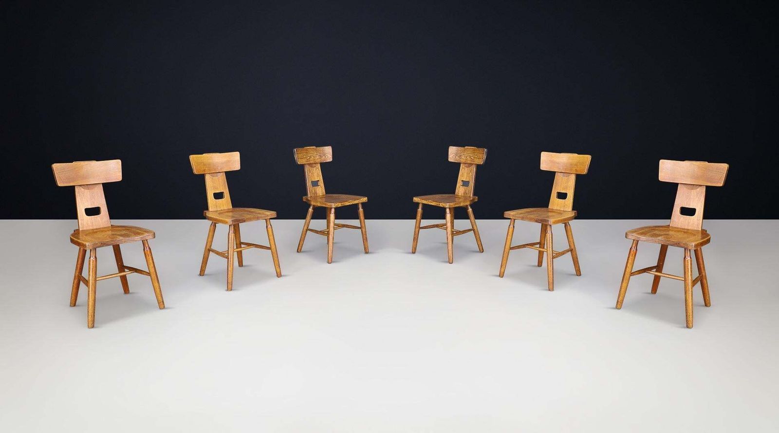 T Back Oak Dining Chair, France, 1950s – 120 Available photo vintage