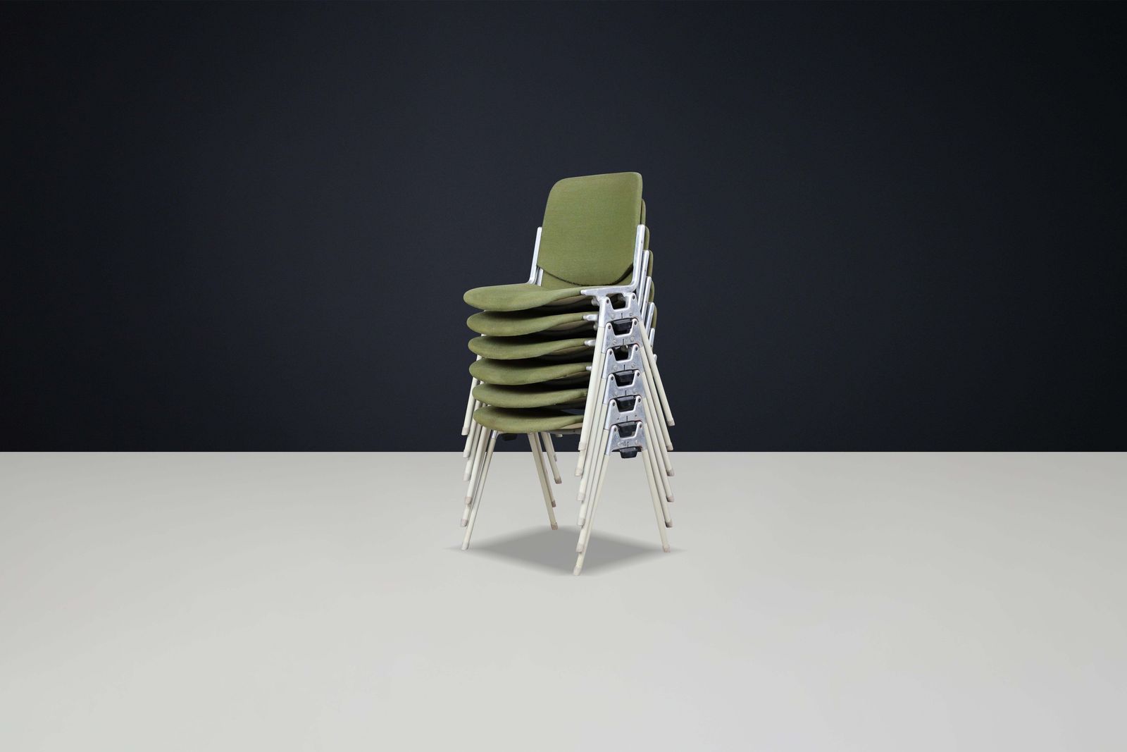 Mid Century Modern Giancarlo Piretti Chairs For Castelli In Forest Green Fabric photo furniture