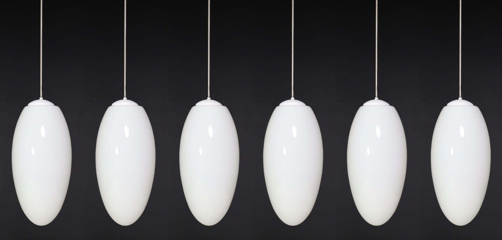 Large Set Pendants Ellipse Opaline Glass, Europe The 1960s. photo furniture