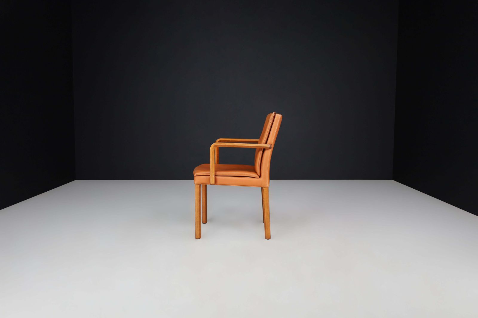 Walter Knoll Pair Of Two Arm Chairs In Bentwood And Cognac Leather, Germany 1970 photo vintage