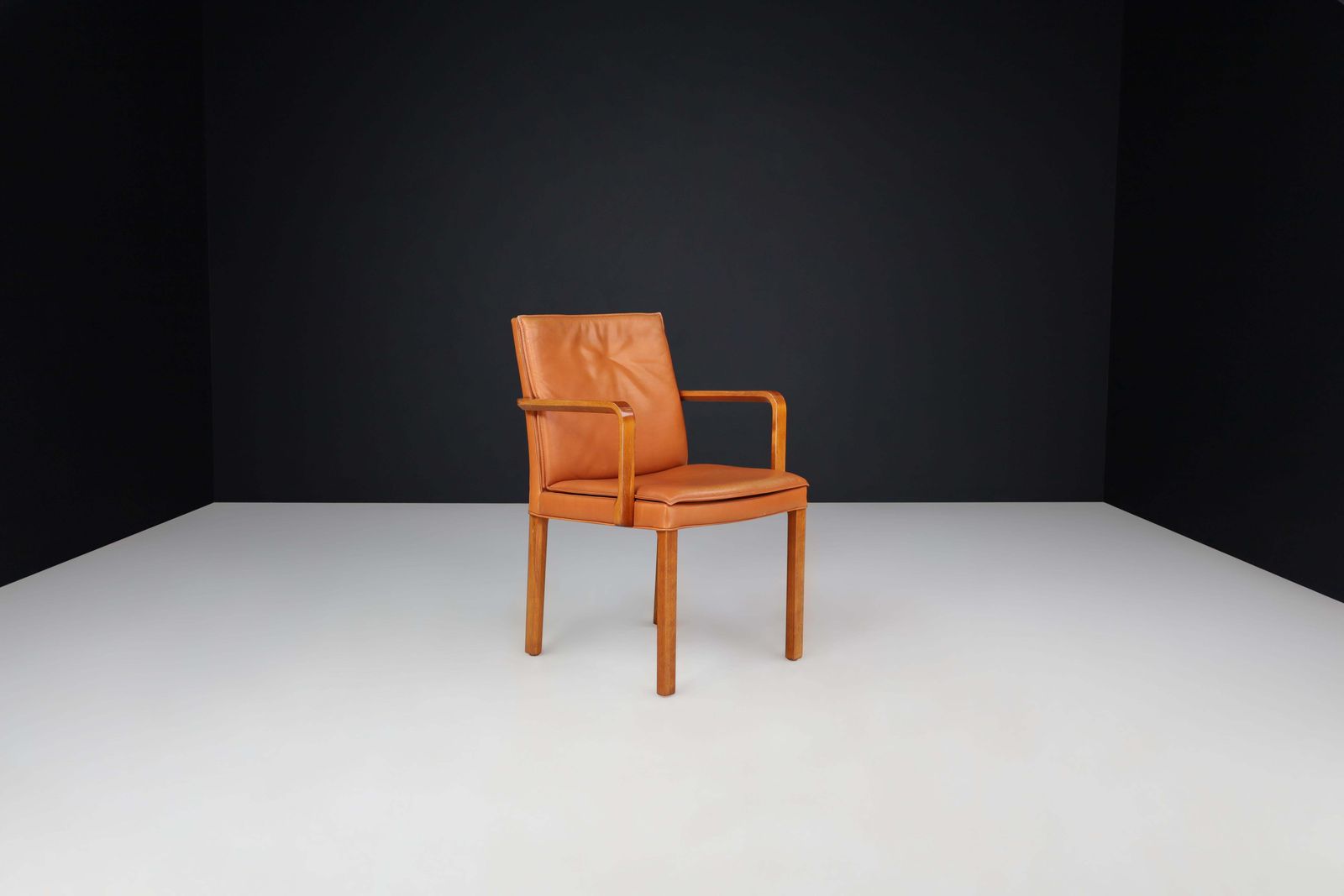 2148.0 Walter Knoll Pair Of Two Arm Chairs In Bentwood And Cognac Leather, Germany 1970 photo