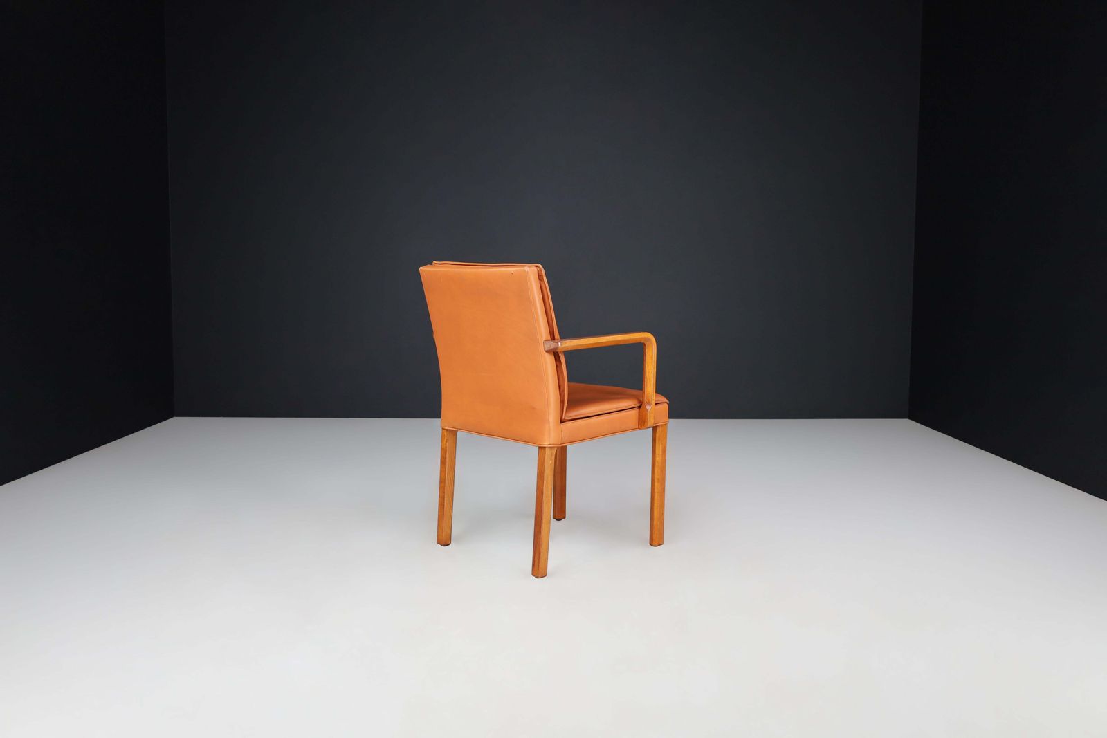 photo buy Walter Knoll Pair Of Two Arm Chairs In Bentwood And Cognac Leather, Germany 1970