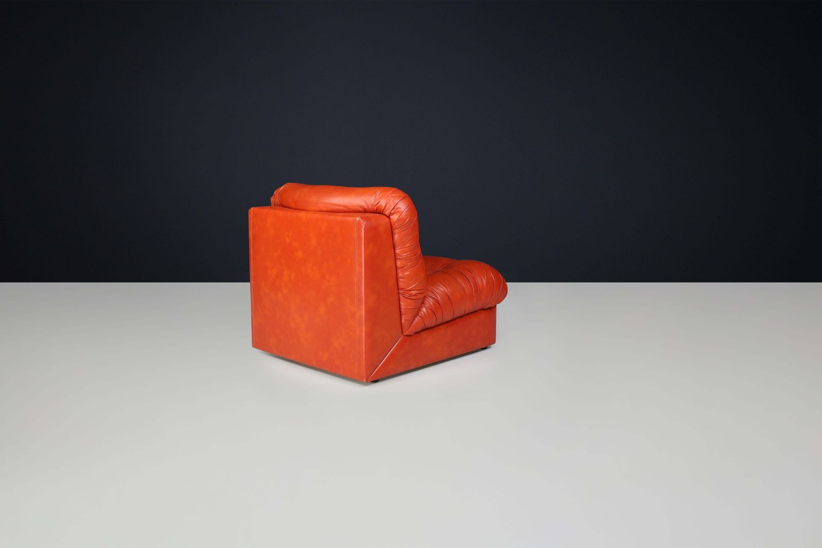 Set Of Four Italian Mid Century Modern Leather Lounge Chairs, 1970s photo vintage