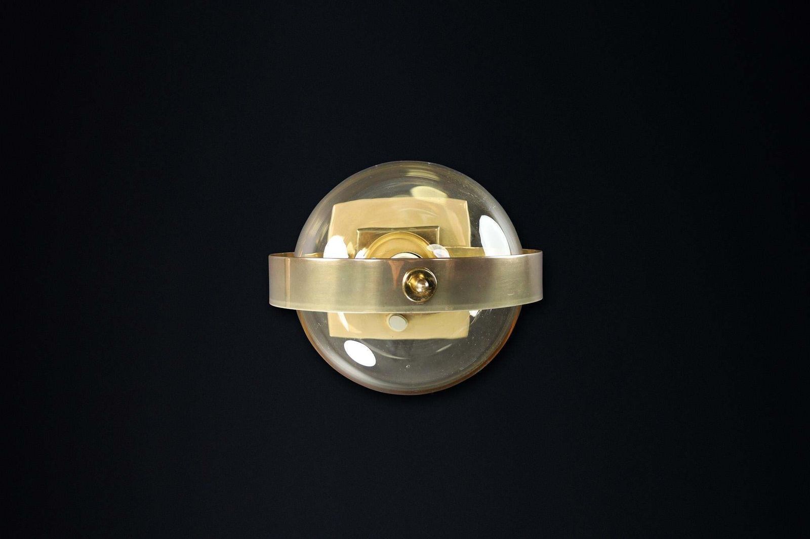 Mid Century Modern Brass And Art Glass Sconce By Preciosa, Czech Rupublic 1950s photo for sale