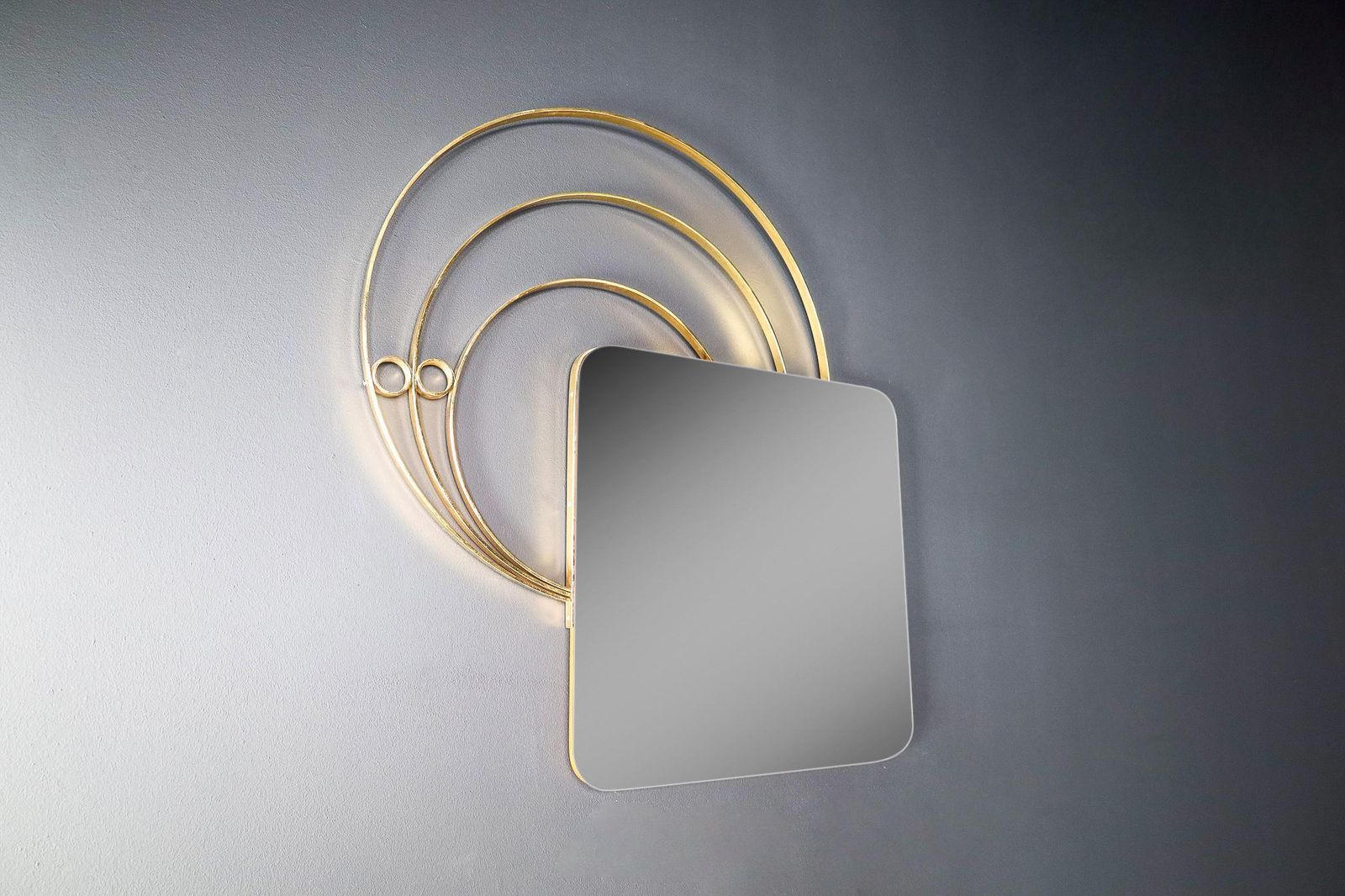 photo furniture Large Italian Wall Mirror In Brass By Luciano Frigerio, Italy 1960s