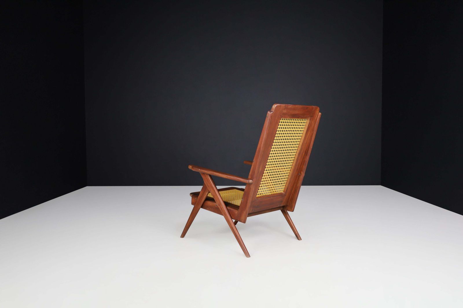 Lounge Chairs With Mahogany Structure And Webbing, France 1950s photo vinterior