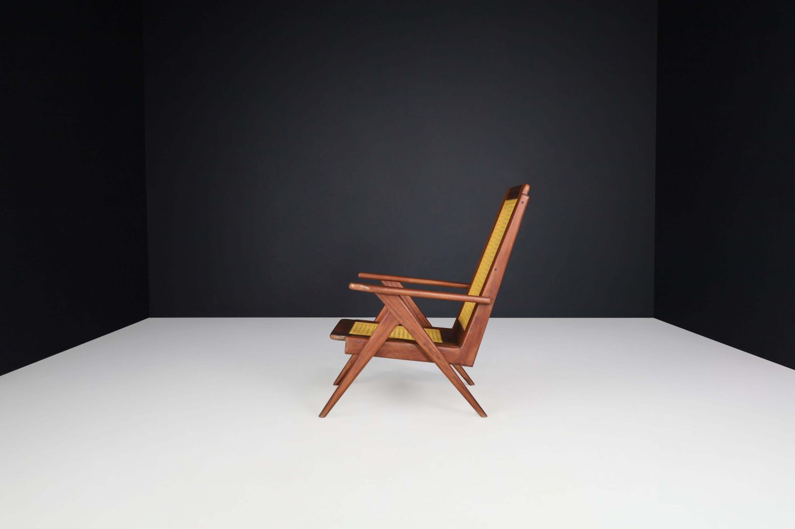 photo for sale Lounge Chairs With Mahogany Structure And Webbing, France 1950s