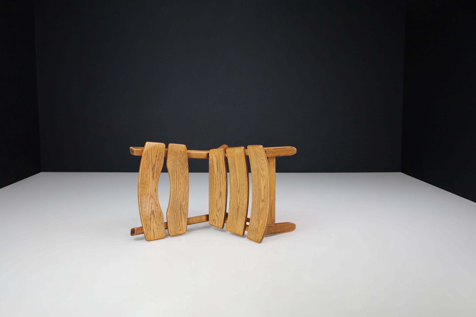photo for sale Sculptural Brutalist Lounge Chair In Blond Oak, France, 1960s