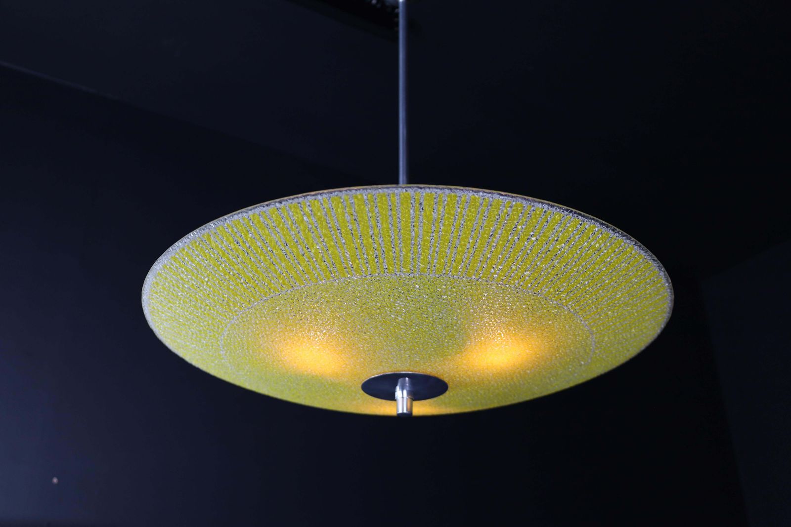 Mid Century Glass Hanging Pendant Lamp Brussels World Expo 1958 photo vinterior