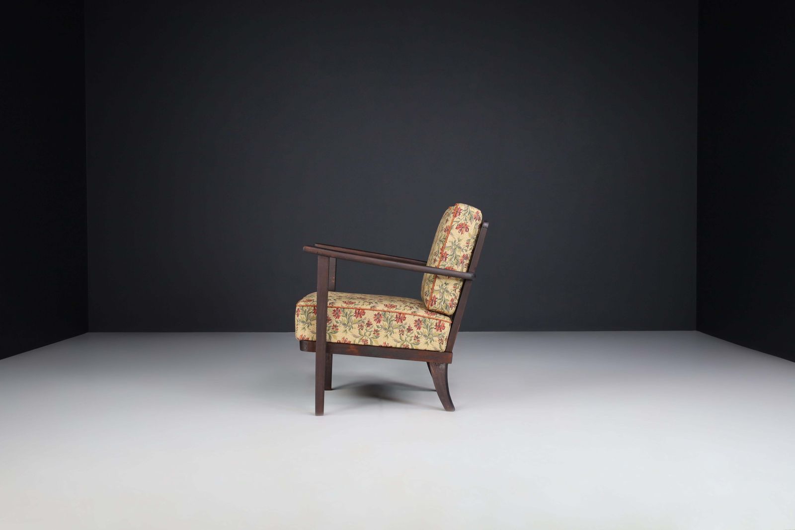 photo for sale Armchairs With Floral Upholstery, France 1950s