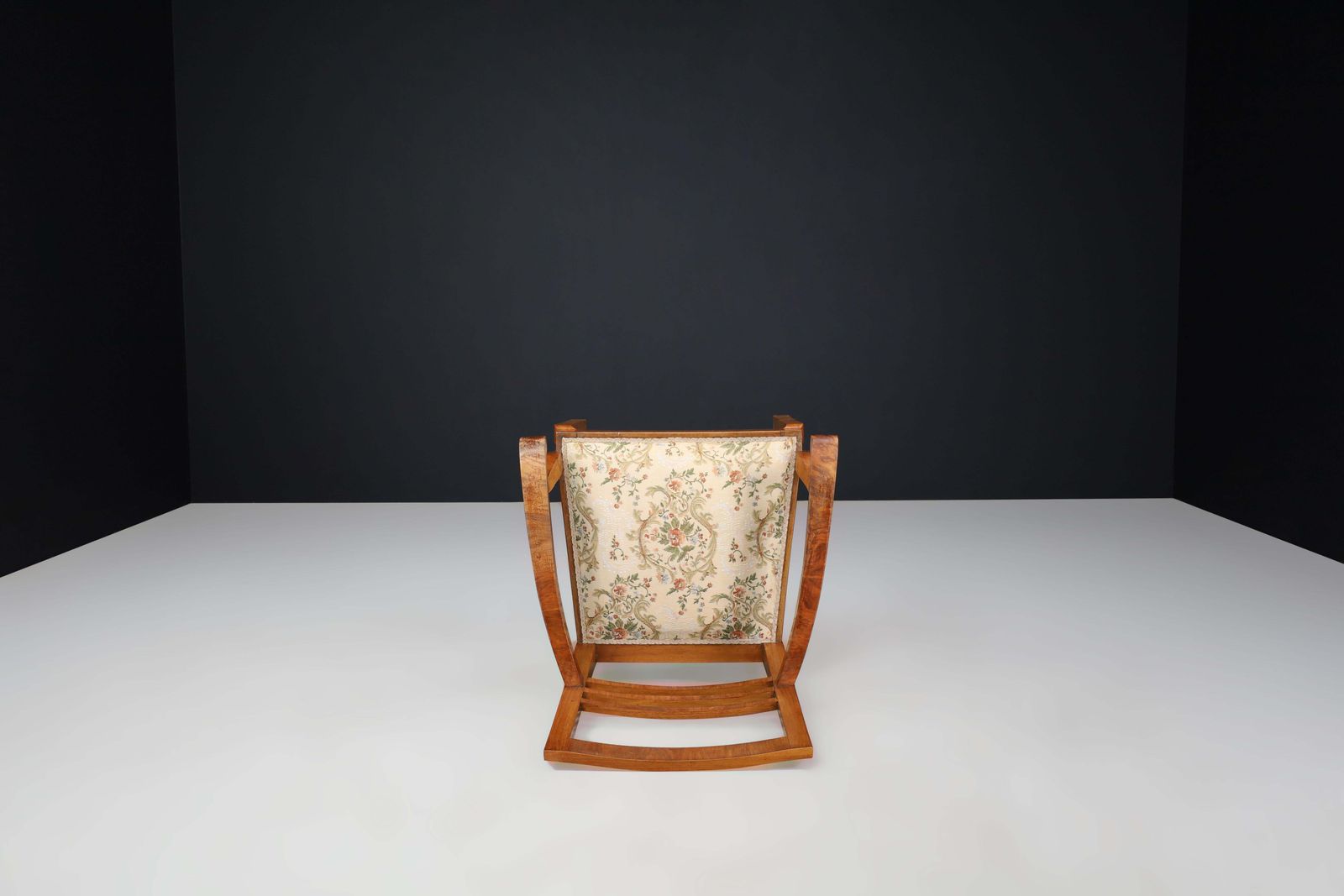 photo for sale Walnut Art Deco Armchairs Featuring Original Floral Upholstery, Cz 1930