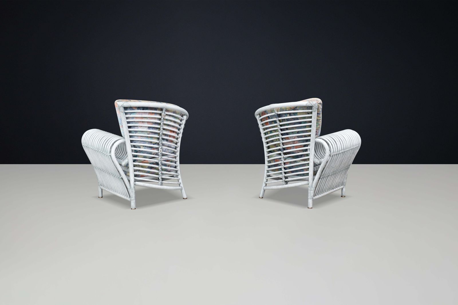 Pair Of Modern Rattan And Bamboo Lounge Chairs By Flechtatelier Schütz, Germany photo 4483.0