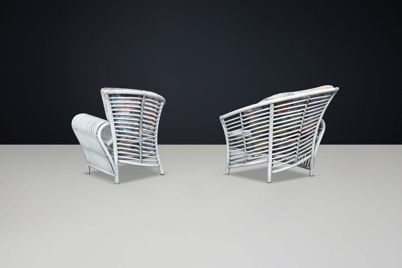 Pair Of Modern Rattan And Bamboo Lounge Chairs By Flechtatelier Schütz, Germany photo buy