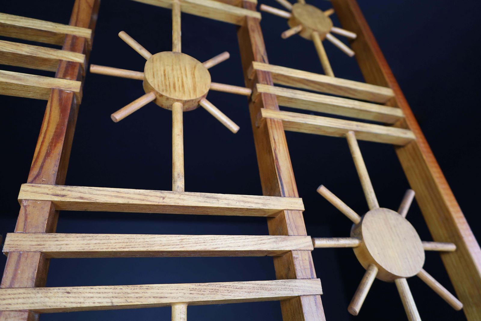 French Pine Room Divider With Sunburst Accents, 1960s photo 2119.0