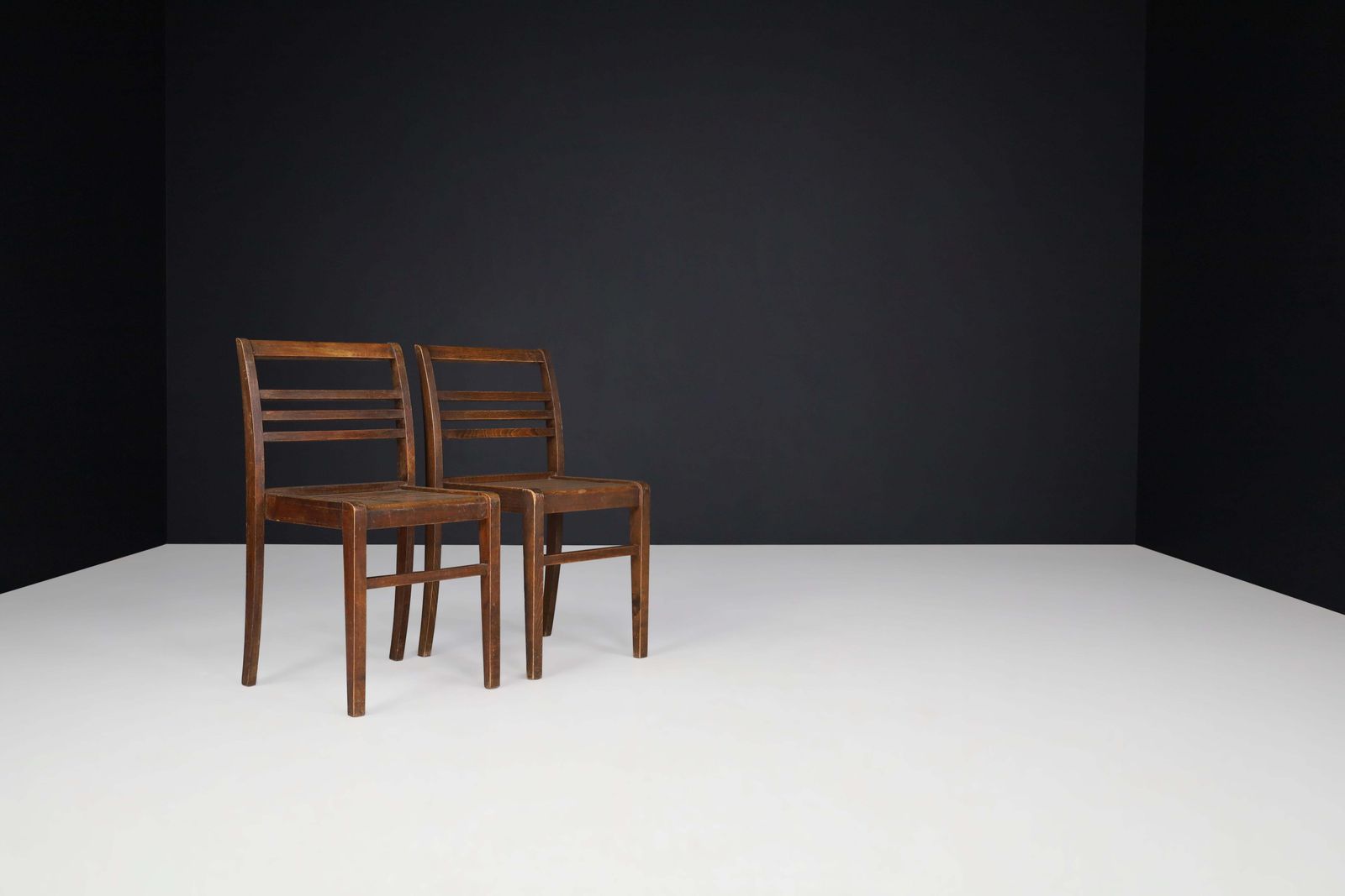 René Gabriel Oak "Reconstruction" Chairs, France 1946 photo vintage