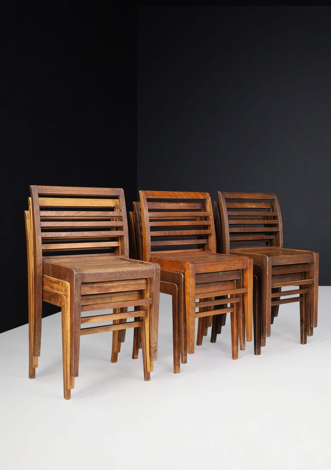 photo furniture René Gabriel Oak "Reconstruction" Chairs, France 1946