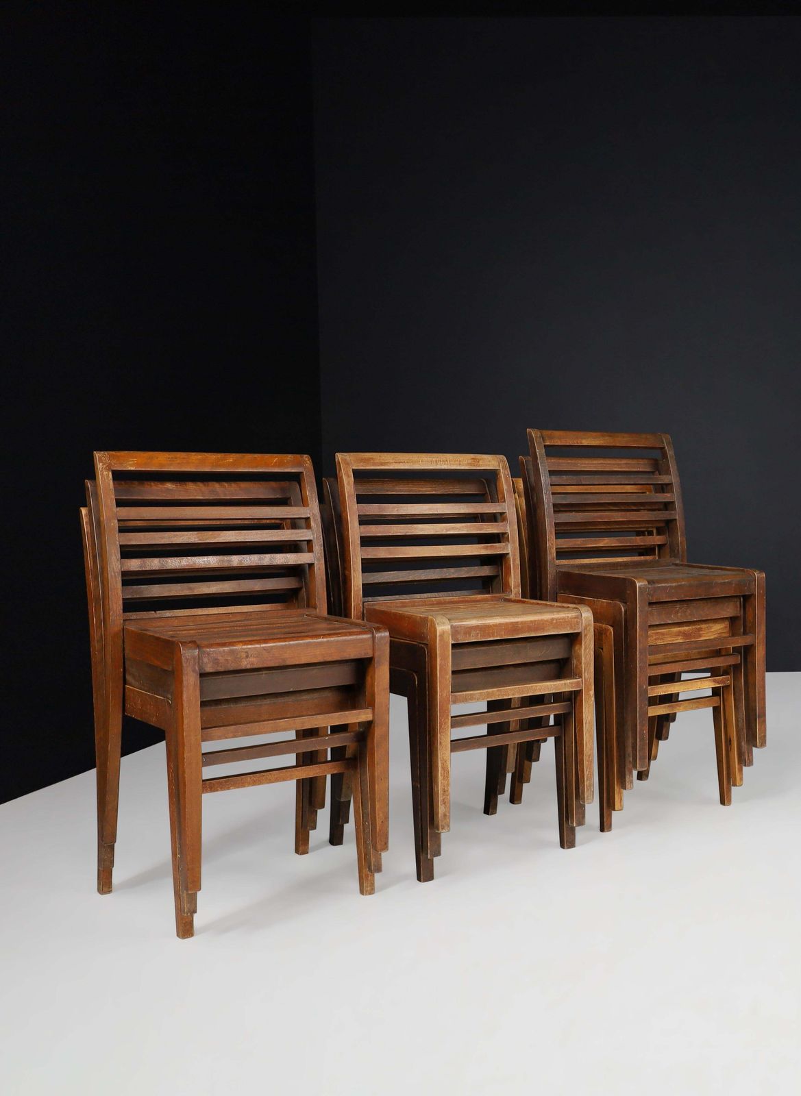 photo for sale René Gabriel Oak "Reconstruction" Chairs, France 1946