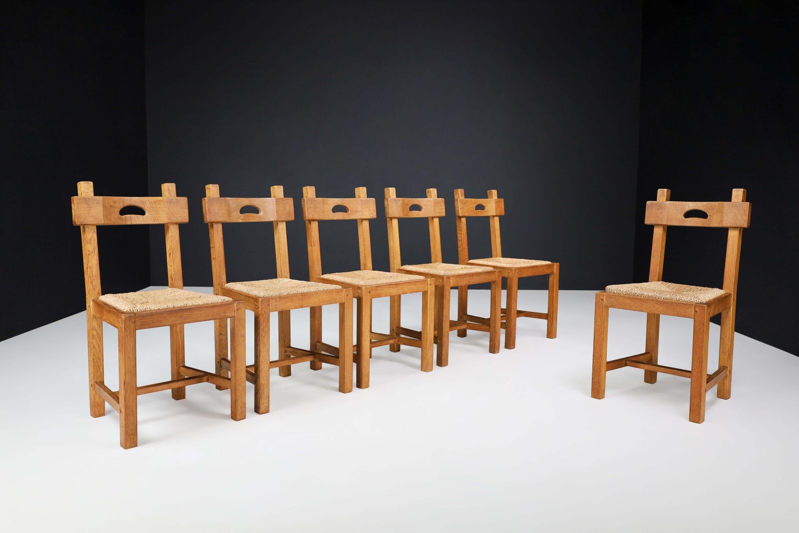 Butralist Dining Chairs In Oak And Rush, France, 1960s photo furniture