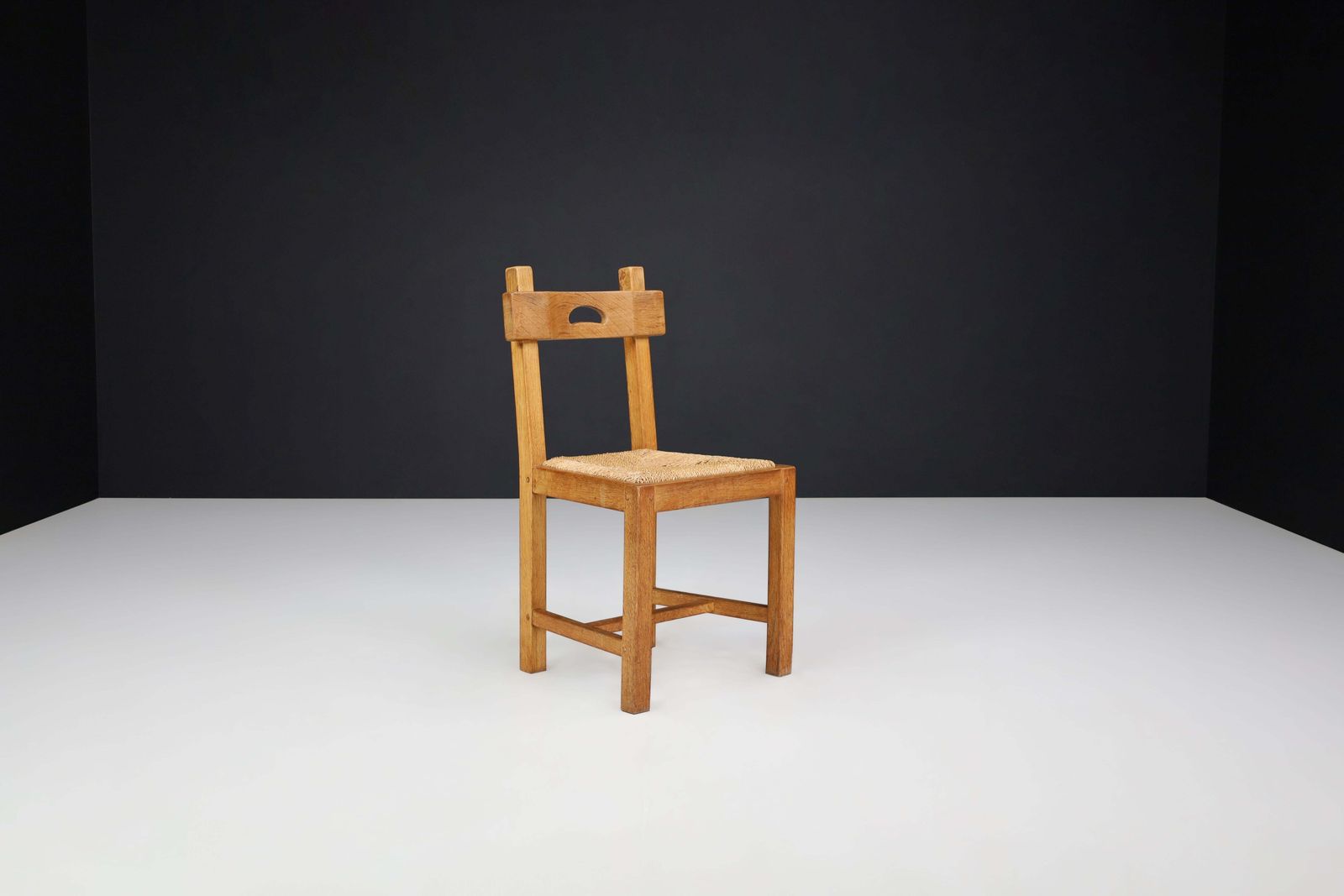 photo for sale Butralist Dining Chairs In Oak And Rush, France, 1960s