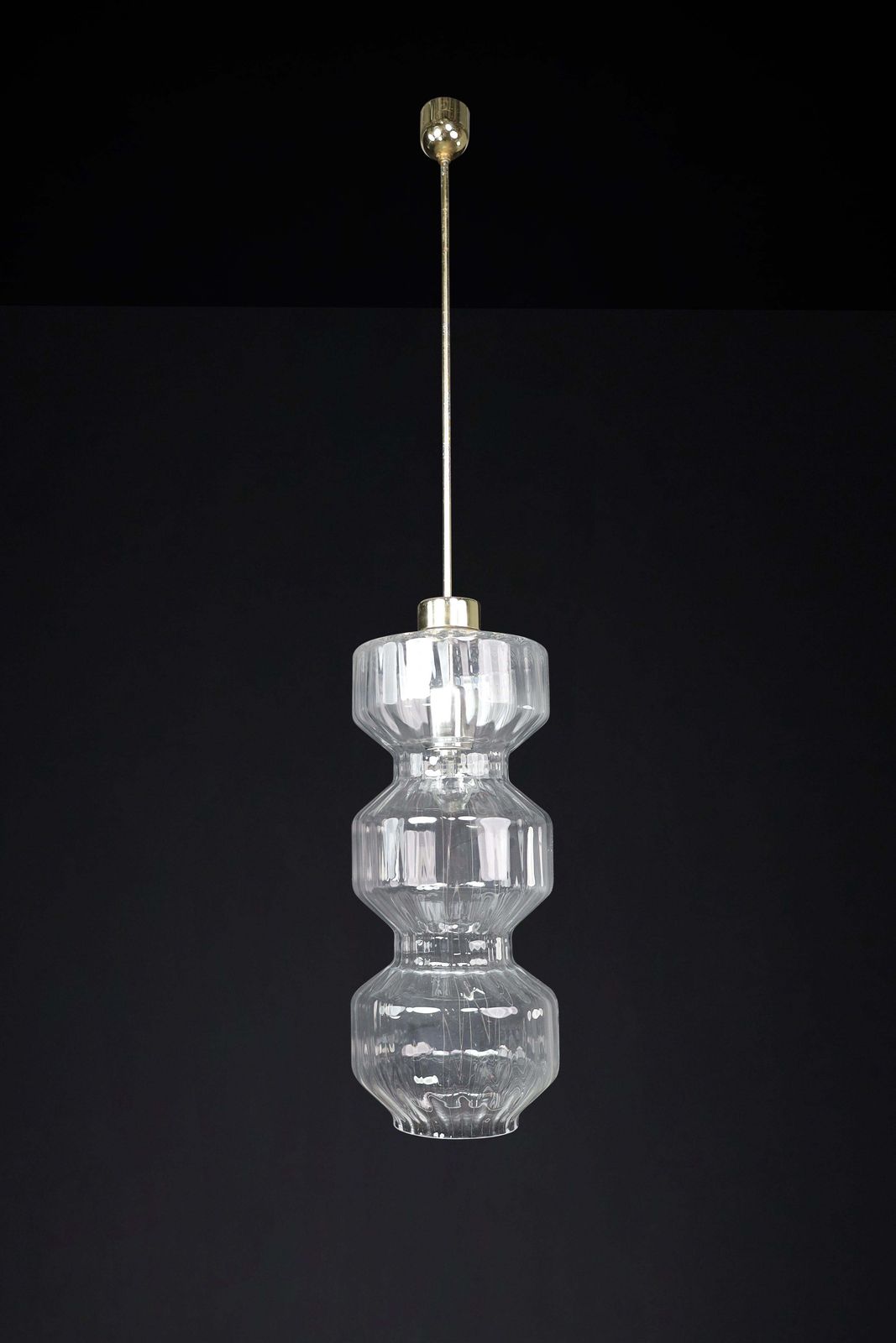 Mid Century Modern Glass And Brass Pendants, Bohemia, Czechoslovakia, 1970s photo 737.0