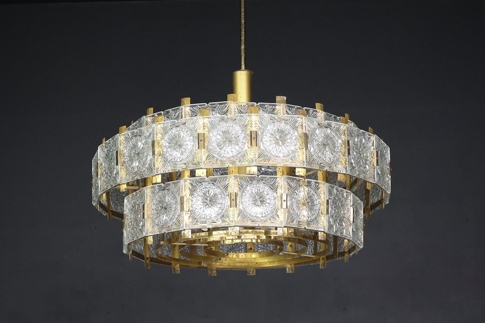 Large Extravagant Chandelier With Patinated Brass Fixture, Praque, 1960s photo furniture