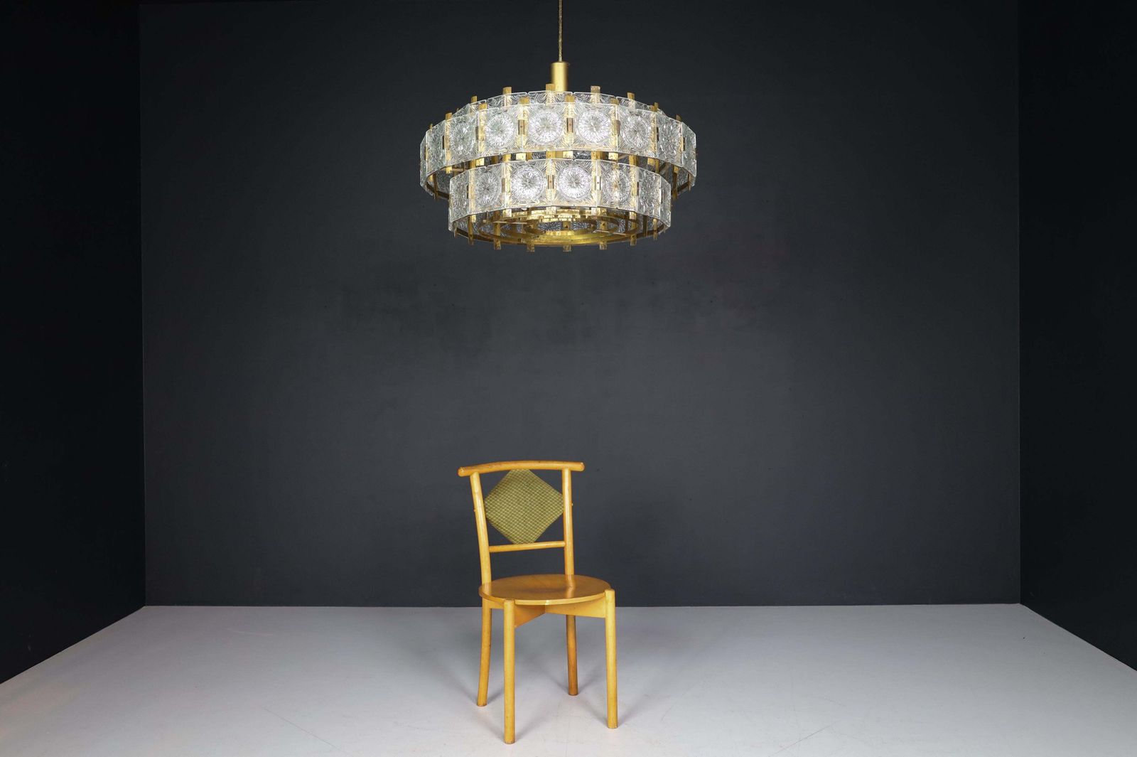 Large Extravagant Chandelier With Patinated Brass Fixture, Praque, 1960s photo for sale
