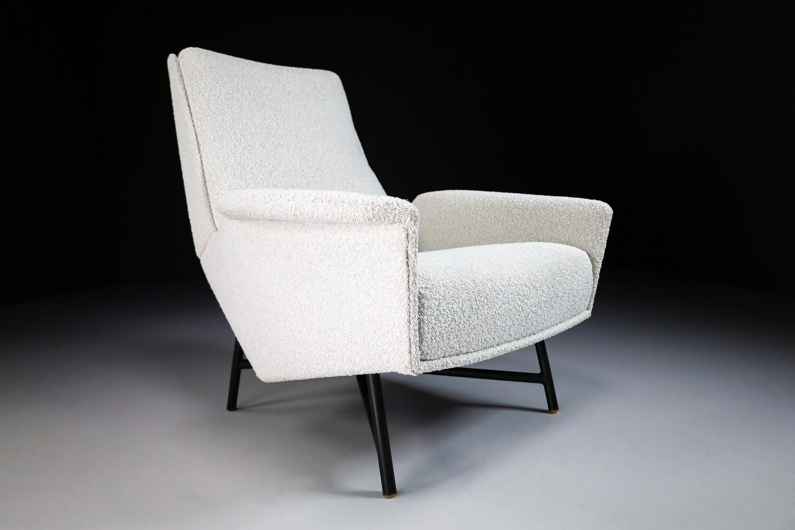 Midcentury Modern Lounge Chair In Re Upholstered Boucle Wool By Guy Besnard 1959 photo furniture