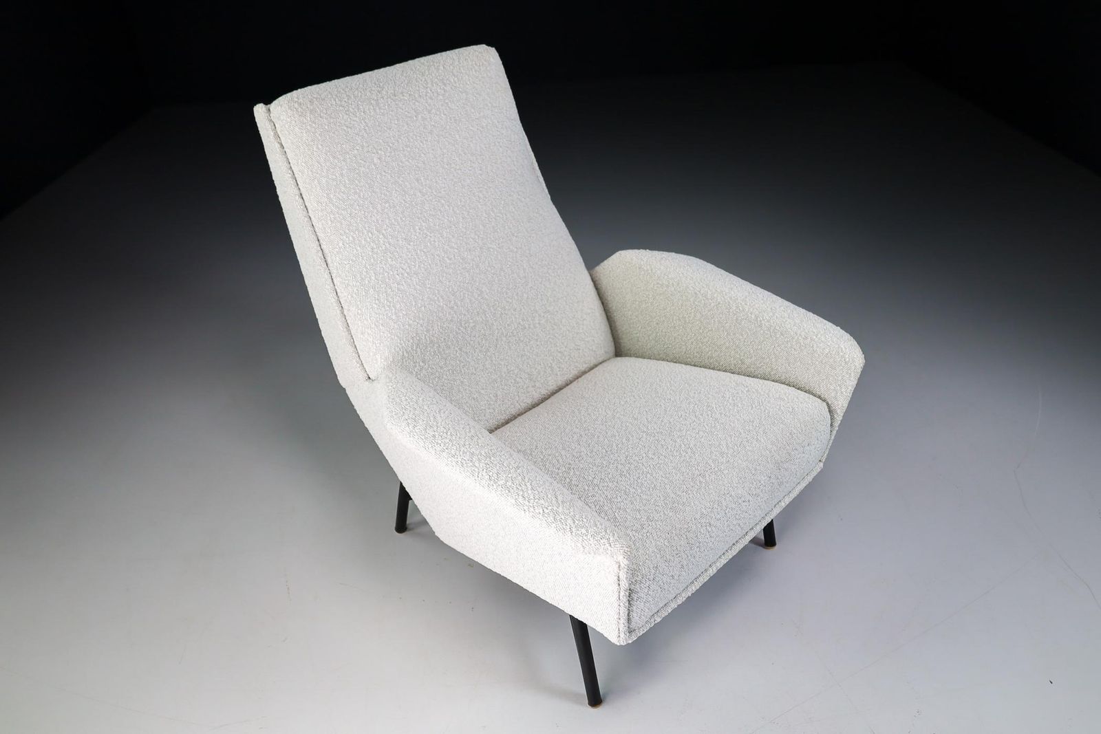Midcentury Modern Lounge Chair In Re Upholstered Boucle Wool By Guy Besnard 1959 photo buy