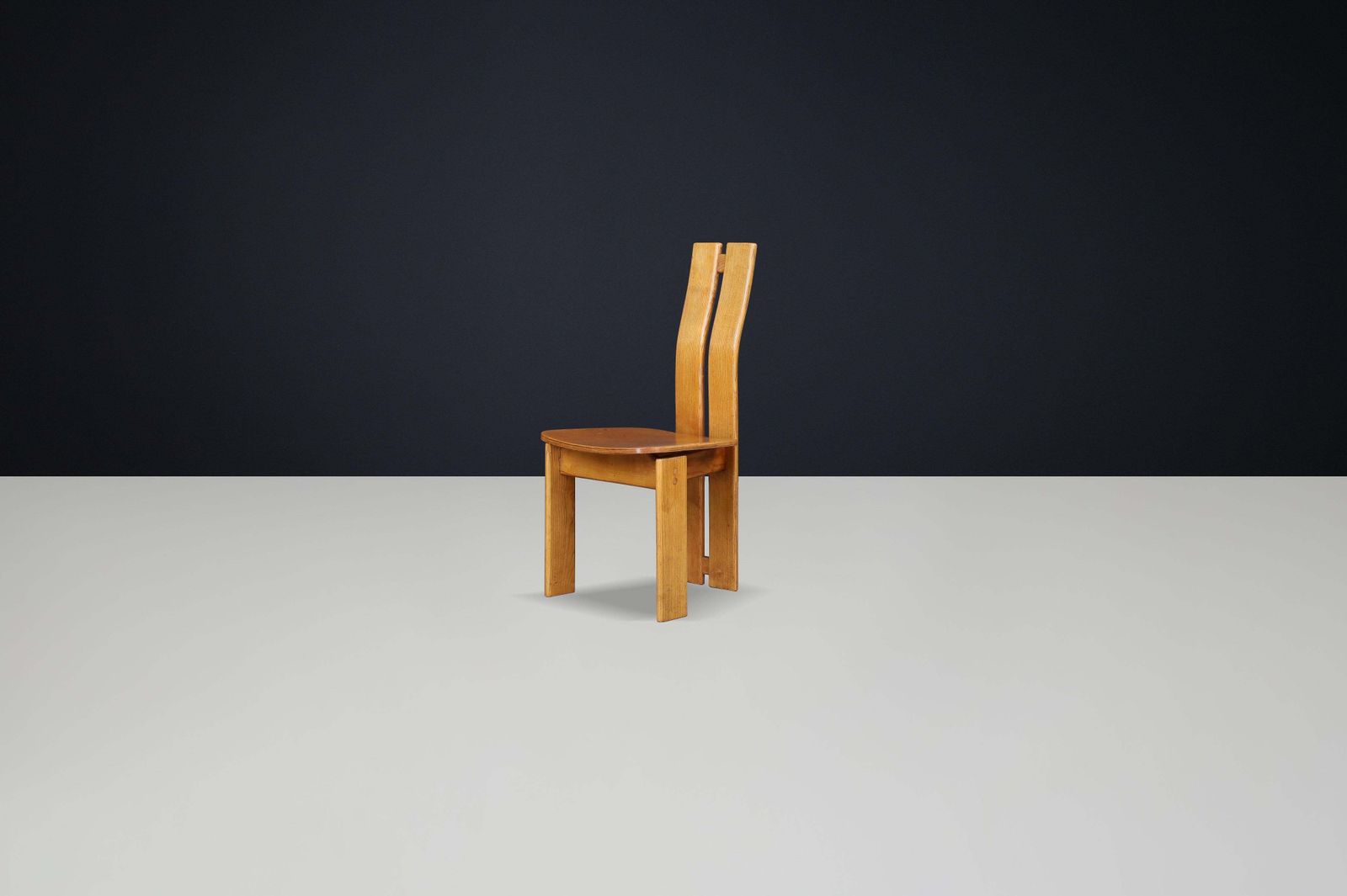 Set Of 16 Mid Century Modern Elmwood Highback Dining Chairs, France, 1970 photo buy