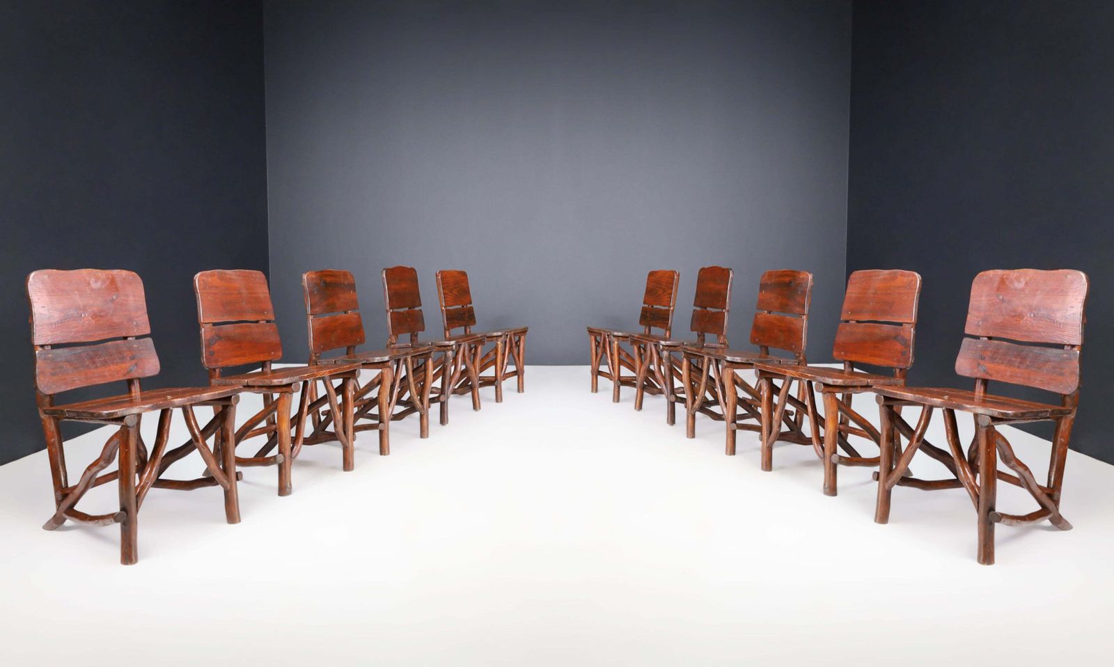 Organic Pine Wood Dining Room Chairs Set Of Ten, France 1960s photo furniture