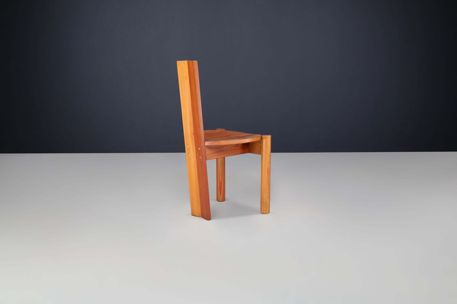 Set Of 8 Italian Postmodern Sculptural Pine Dining Chairs, 1970s photo Furniture