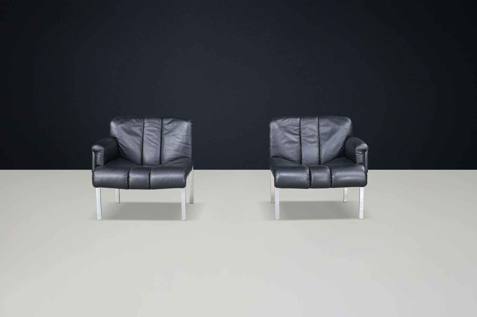 Hans Eichenberger For Girsberger ‘Eurochair’ In Black Leather, Switzerland, 1970 photo 3600.0
