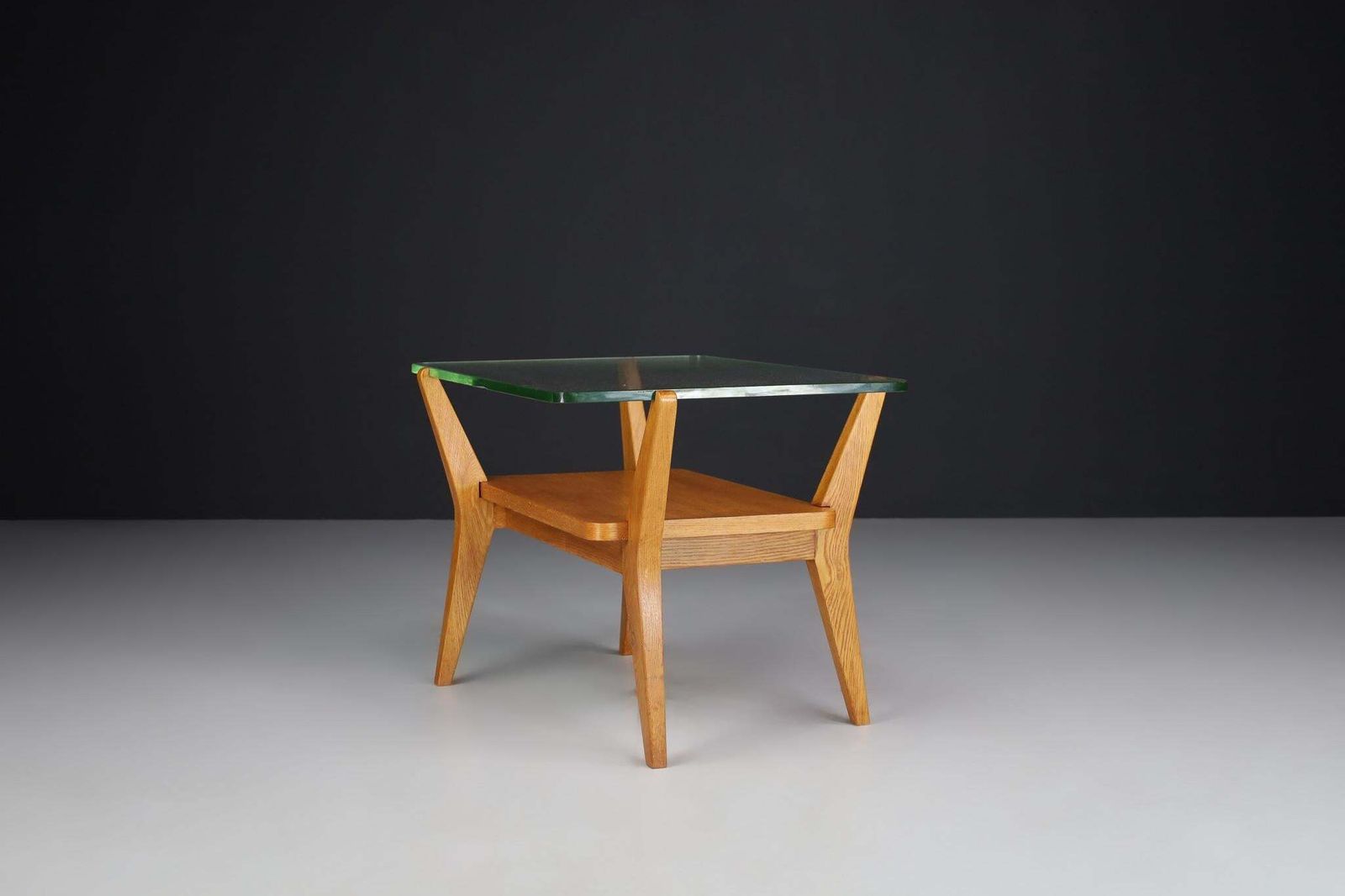Mid Century Modern Ash Wood And Glass Coffee Table, Praque, 1950s photo Furniture