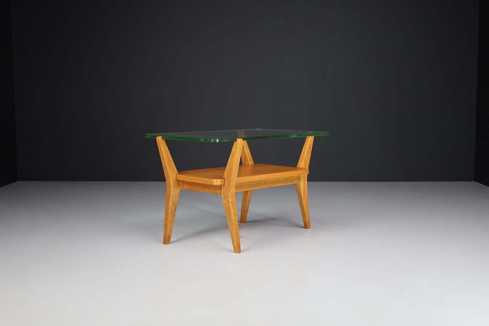Mid Century Modern Ash Wood And Glass Coffee Table, Praque, 1950s photo buy