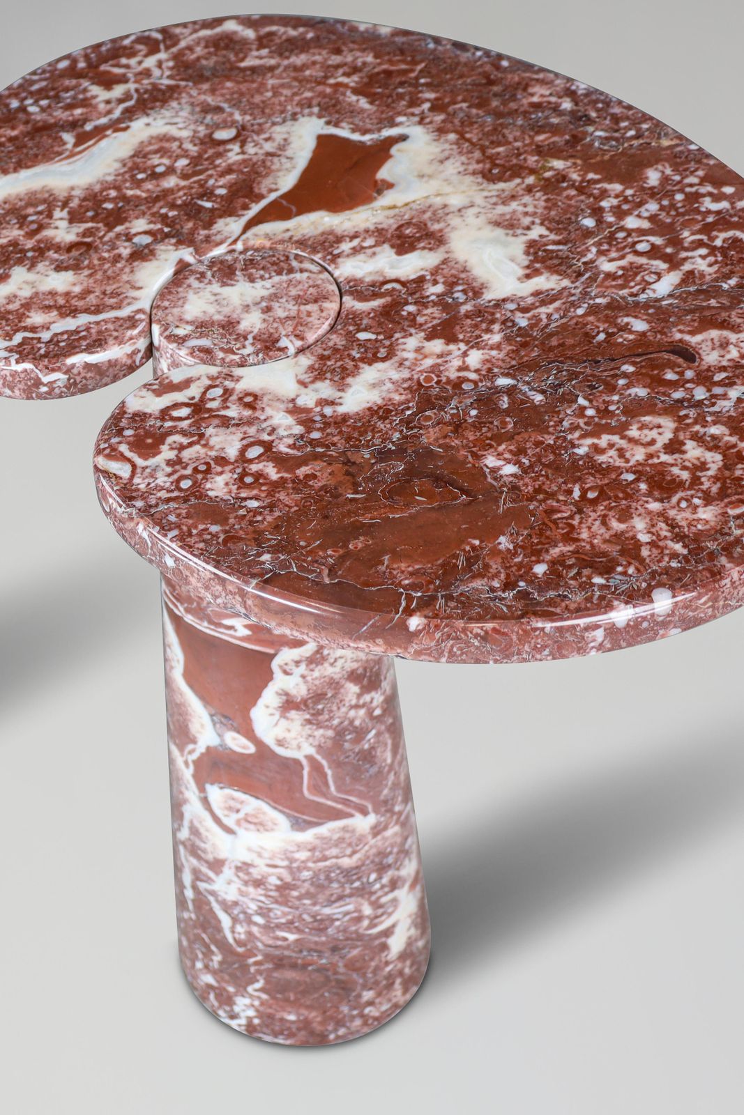 photo furniture Angelo Mangiarotti Pair Of Two Rosso Marble Consoles For Skipper Italy 1970