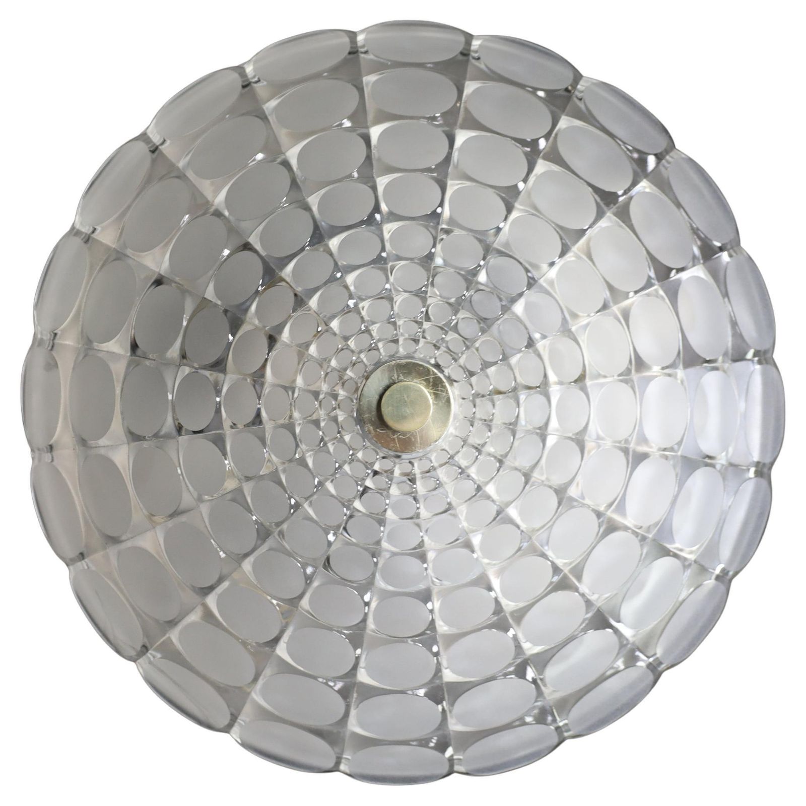 Mid Century Space Age Frosted Glass Round Flush Mount  J.T. Kalmar Austria 1960